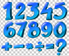 数字和数学符号中的蓝颜色
