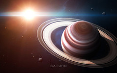 土星-高分辨率3D图像显示了太阳系的行星.这个图像元素由NASA提供.