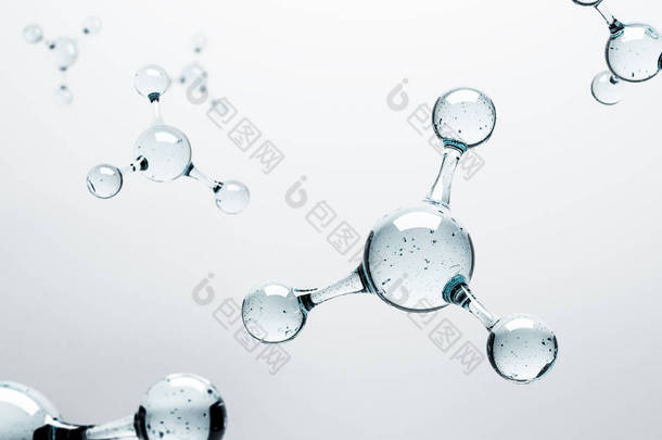 透明分子原子网格超过白色背景。科学, Dna, 生物技术的概念。3d 渲染模拟