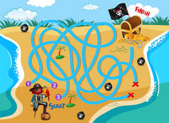 海盗海滩迷宫拼图游戏例证