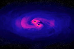 两个黑洞。 这张照片是由美国国家航空航天局提供的.