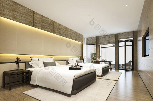 3D在度假酒店提供<strong>豪华</strong>热带卧房套间，并设有双人床