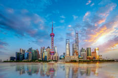 中国现代城市的现代建筑，亚洲背景