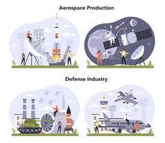 航空航天和国防工业设置。军事和宇宙生产