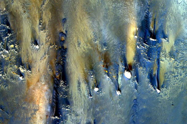 深海火山，从空中对非洲沙漠的抽象摄影。摘要自然主义，从抽象到具象的当代摄影艺术，鱼群摄影