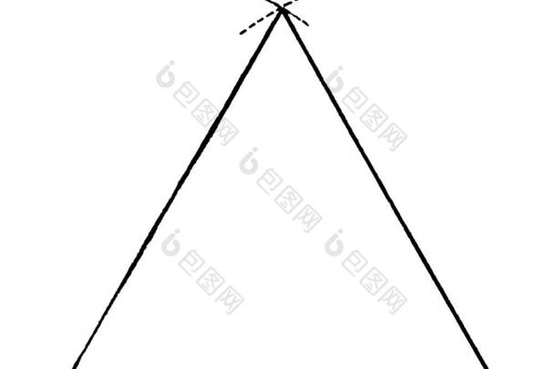 这个图为等边三角形，它是一个三角形，所有边都是等边的、古老的线条画或雕刻的图解.