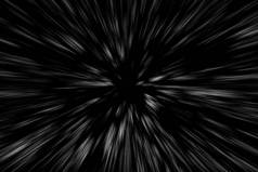 黑色背景上的Bokeh白线条，抽象，抽象的光速运动模糊纹理，恒星粒子或空间旅行，黑白挤压效果