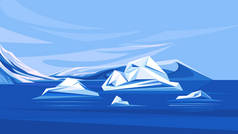 冰山融化的北冰洋.