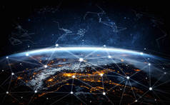 全球网络连接覆盖了地球，具有创新的观念