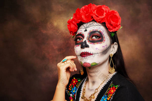 卡特琳娜的画像，典型的墨西哥<strong>人物形象</strong>，死亡日的代表<strong>人物</strong>.