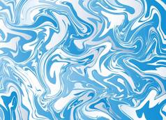 蓝色白色背景流体艺术。液体大理石。艺术，3D，混合油画。海浪汹涌的海洋