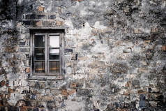 中国传统老房子墙壁上的窗户