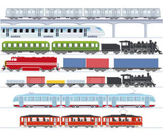 现代化客运列车、地铁、高速列车、地铁、有轨电车、货运列车-图例