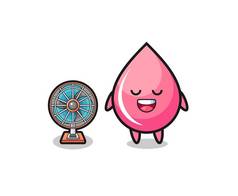 cute strawberry juice drop is standing in front of the fan , cute design