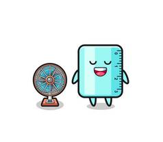 cute ruler is standing in front of the fan , cute design
