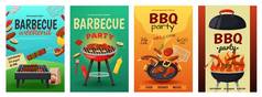 Barbecue posters, bbq grill party flyer template. Outdoor picnic invite, summer cookout event invita