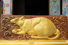 中国黄道带，鼠年雕塑，泰国Nakhon Ratchasima省Wat Ban Rai.
