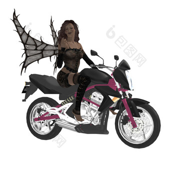 仙女坐着前摩托车