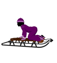 女孩雪橇轮廓白色背景