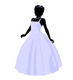 非洲阿梅尔坎女人婚礼衣服轮廓插图白色背景