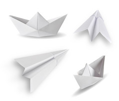 集纸船而且纸飞机白色