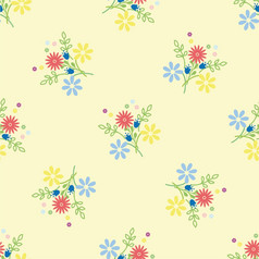 无缝的背景花花束花花束使五彩缤纷的小花和叶子的图像可以使用为纺织品书涵盖了壁纸包装礼物