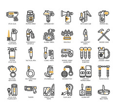 集自我国防设备薄行图标为任何网络和应用程序项目