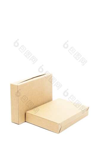 两个棕色（的）纸盒子白色孤立的背景