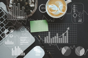 投资者分析股票<strong>市场报告</strong>和金融指示板与业务情报分析市场营销计划和业务图和图表增长