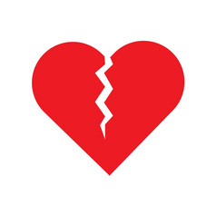 红色的破碎的心图标象征白色向量背景