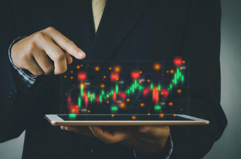 金融和业务投资概念股票和加密投资基金商人分析交易外汇图金融数据烛台图表