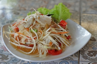 著名的泰国食物木瓜沙拉as-tam