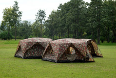 野营帐篷的户外营网站与树背景