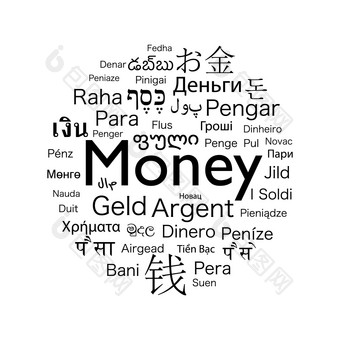 钱外国语言钱词翻译的语言的世界