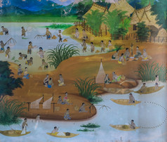 泰国壁画钓鱼村
