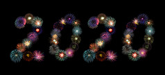 色彩斑斓的烟花阿拉伯语数量为新一年庆祝活动概念