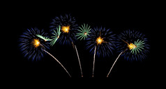 美丽的蓝色的烟花爆炸晚上天空庆祝活动和周年纪念日概念