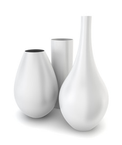集三个现代花瓶插图白色背景