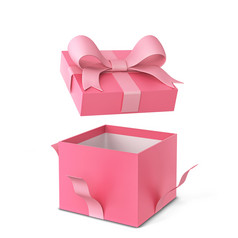 打开礼物盒子与色彩鲜艳的弓和丝带插图孤立的白色背景