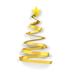 简约风格圣诞节树与明星插图