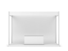空白贸易展展位与计数器模型插图孤立的白色背景