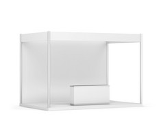 空白贸易展展位与计数器模型插图孤立的白色背景