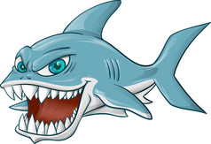 愤怒的鲨鱼吉祥物卡通白色背景愤怒的鲨鱼卡通白色背景