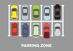 插图停车区与不同的汽车每股收益向量插图