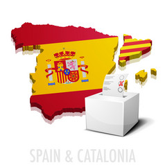 详细的插图投票箱前面地图西班牙和加泰罗尼亚每股收益向量投票箱西班牙加泰罗尼亚