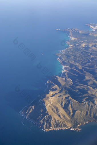 沿海景观空中视图阳光明媚的下午东部马略卡岛西班牙沿海景观空中视图阳光明媚的下午