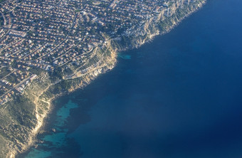 沿海景观空中视图爱定布拉瓦区域阳光明媚的下午南马略卡岛西班牙沿海景观空中视图爱定布拉瓦区域