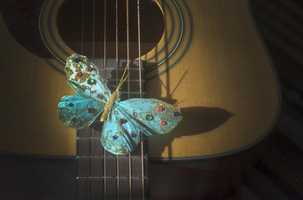 绿松石蝴蝶字符串声吉他概念为诗歌乐感<strong>歌手</strong>作曲家创造力绿松石蝴蝶字符串声吉他