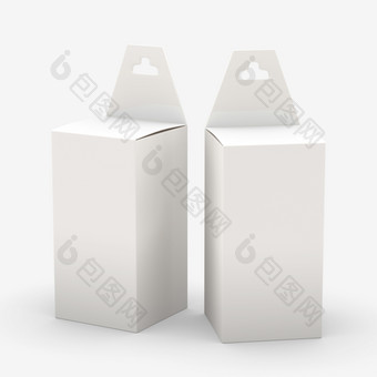 白色矩形纸盒子包装与悬挂器剪裁路径包括模板包为各种产品就像墨水墨盒电子文具准备好了为你的设计和艺术作品