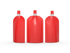 红色的空白站袋包装与滔滔不绝地讲成员剪裁路径包括塑料包模拟为液体产品就像水果汁牛奶果冻洗涤剂洗发水淋浴奶油准备好了为设计和艺术作品